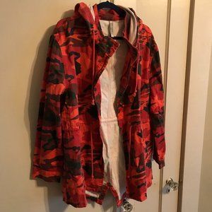 American Bazi: Womens Autumn Red Camo Jacket w/ Hood